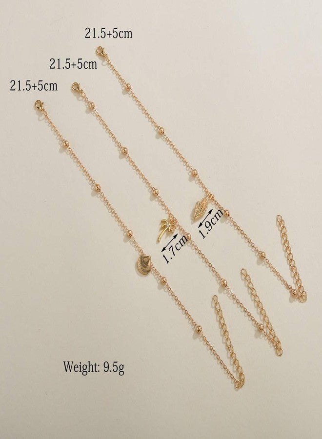 MXUHUI Boho Shell Anklet Bracelet Chain Gold Coconut Tree Ankle Conch Anklets Adjustable Handmade Beaded Chain Foot Jewelry Accessories for Women - Image 5